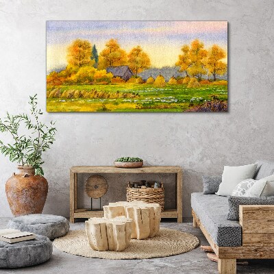 Obraz Canvas Złota jesień w wiejskim krajobrazie