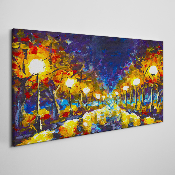 Obraz Canvas Wieczorna aleja z lampami