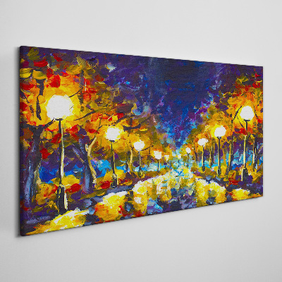 Obraz Canvas Wieczorna aleja z lampami
