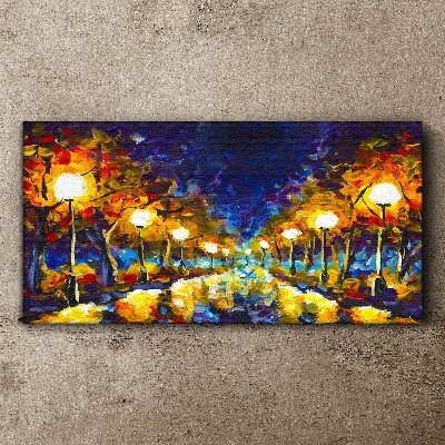 Obraz Canvas Wieczorna aleja z lampami