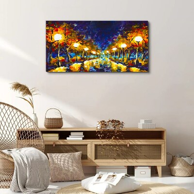 Obraz Canvas Wieczorna aleja z lampami