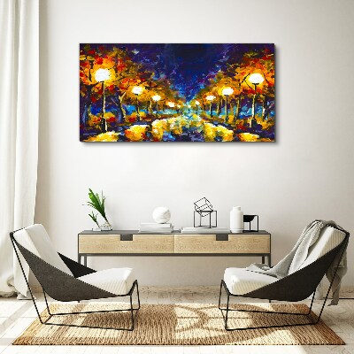 Obraz Canvas Wieczorna aleja z lampami
