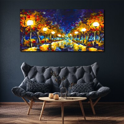 Obraz Canvas Wieczorna aleja z lampami