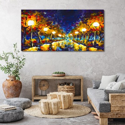Obraz Canvas Wieczorna aleja z lampami