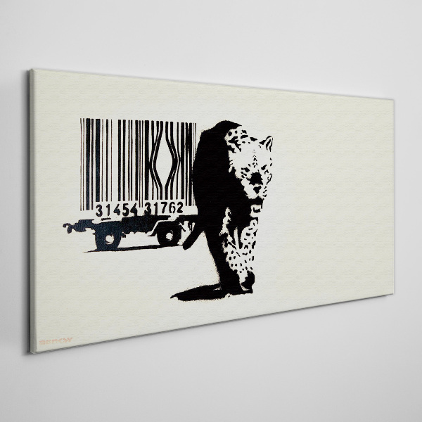 Obraz na Płótnie Kod kreskowy leopard Banksy