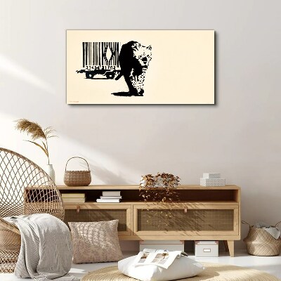 Obraz na Płótnie Kod kreskowy leopard Banksy