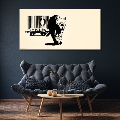 Obraz na Płótnie Kod kreskowy leopard Banksy