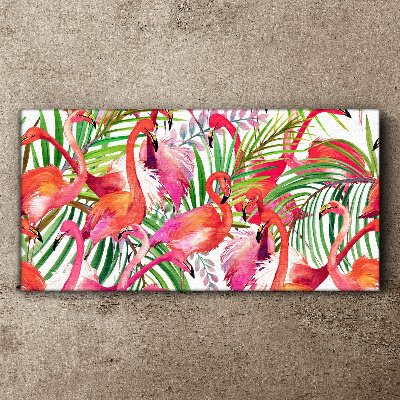 Obraz Canvas Nowoczesny flamingi liście