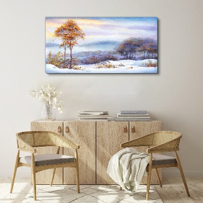 Obraz na Płótnie malarstwo zima drzewa