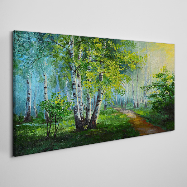 Obraz Canvas Zielony las w porannej mgle
