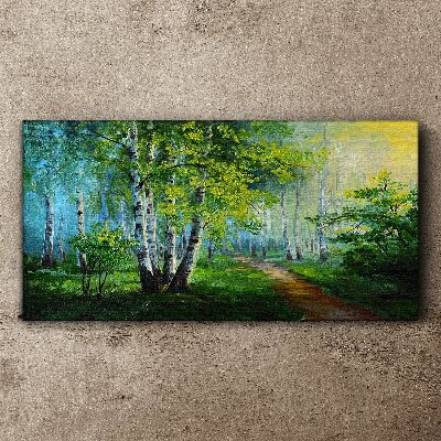 Obraz Canvas Zielony las w porannej mgle