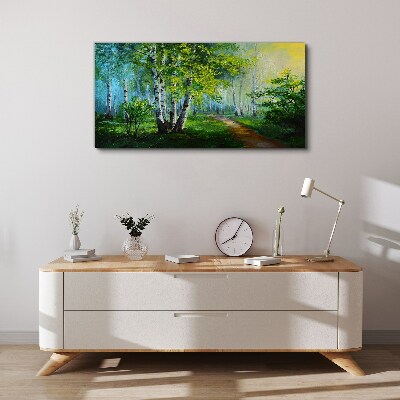 Obraz Canvas Zielony las w porannej mgle