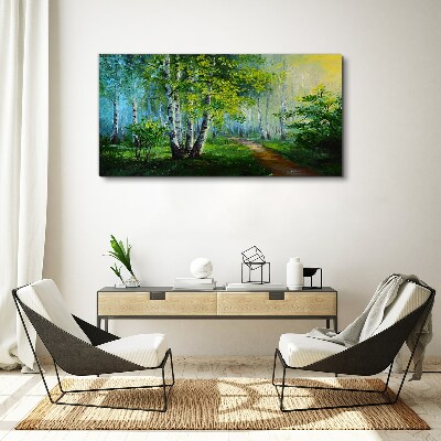 Obraz Canvas Zielony las w porannej mgle