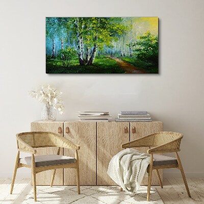 Obraz Canvas Zielony las w porannej mgle