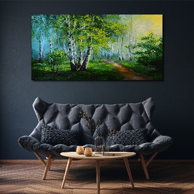Obraz Canvas Zielony las w porannej mgle