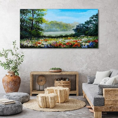 Obraz Canvas Kwiatowy pejzaż w letnim słońcu