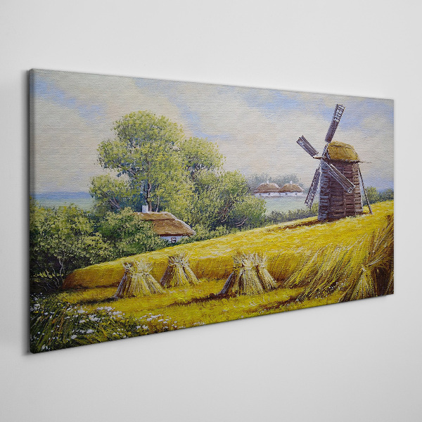 Obraz Canvas Wiejski krajobraz z wiatrakiem