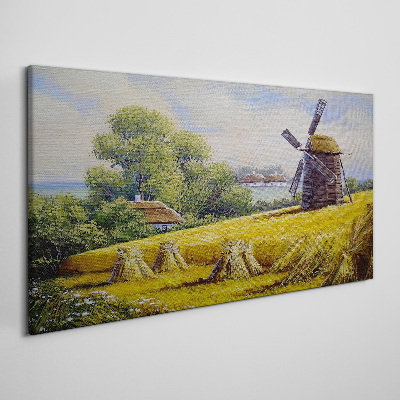 Obraz Canvas Wiejski krajobraz z wiatrakiem