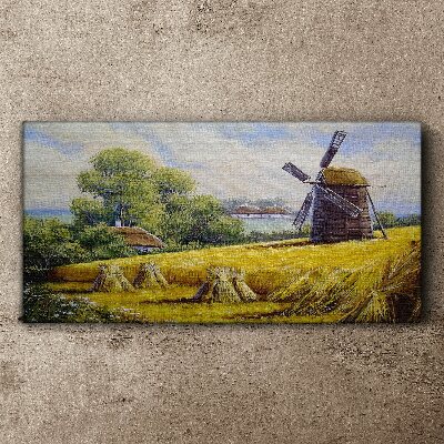 Obraz Canvas Wiejski krajobraz z wiatrakiem