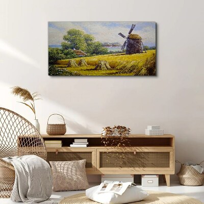 Obraz Canvas Wiejski krajobraz z wiatrakiem