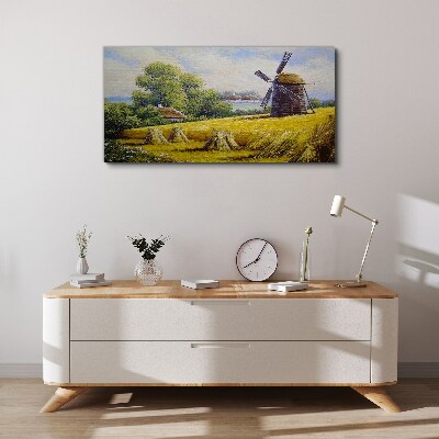Obraz Canvas Wiejski krajobraz z wiatrakiem
