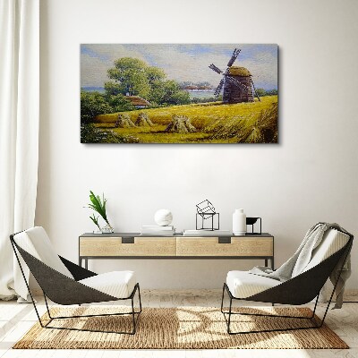Obraz Canvas Wiejski krajobraz z wiatrakiem