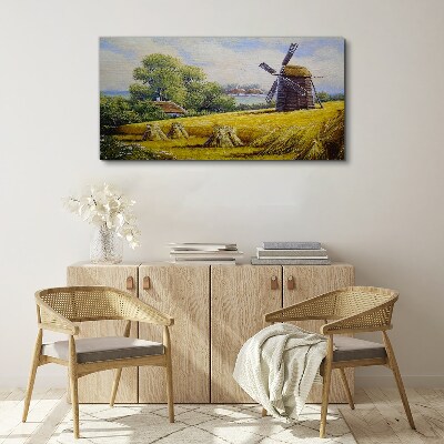 Obraz Canvas Wiejski krajobraz z wiatrakiem