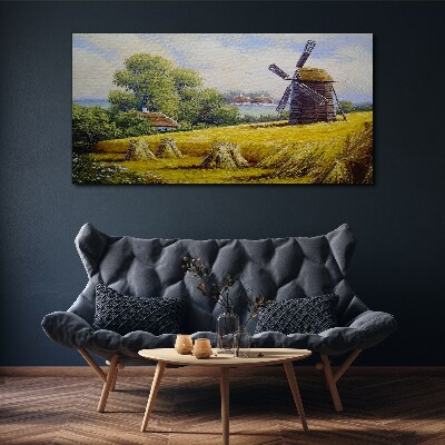 Obraz Canvas Wiejski krajobraz z wiatrakiem