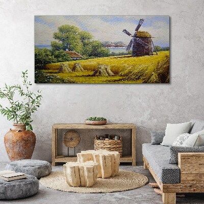 Obraz Canvas Wiejski krajobraz z wiatrakiem