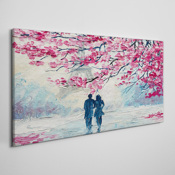 Obraz Canvas Wiosenny spacer pod kwitnącymi drzewami