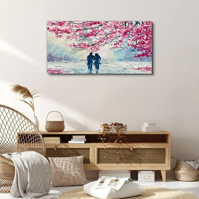 Obraz Canvas Wiosenny spacer pod kwitnącymi drzewami