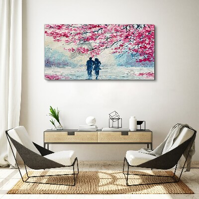 Obraz Canvas Wiosenny spacer pod kwitnącymi drzewami