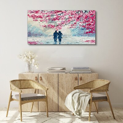 Obraz Canvas Wiosenny spacer pod kwitnącymi drzewami