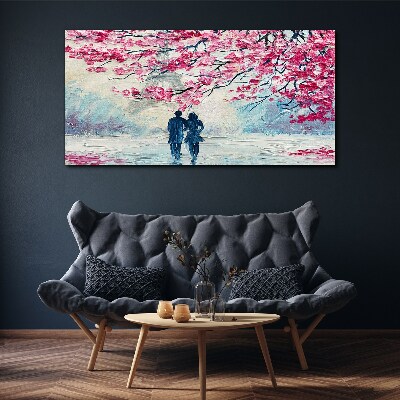 Obraz Canvas Wiosenny spacer pod kwitnącymi drzewami