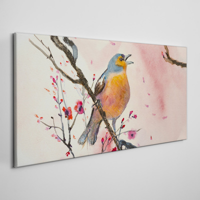 Obraz Canvas Śpiewający ptak w wiosennym krajobrazie