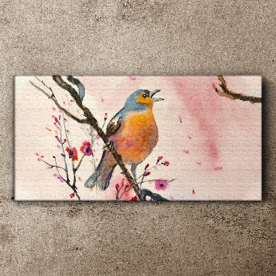Obraz Canvas gałąź kwiaty zwierzę ptak