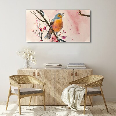 Obraz Canvas Śpiewający ptak w wiosennym krajobrazie