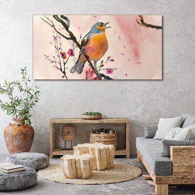 Obraz Canvas gałąź kwiaty zwierzę ptak