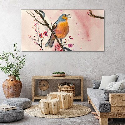 Obraz Canvas Śpiewający ptak w wiosennym krajobrazie
