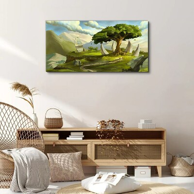 Obraz Canvas fantasy drzewo kamienie