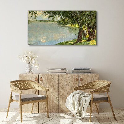 Obraz Canvas malarstwo jezioro drzewa