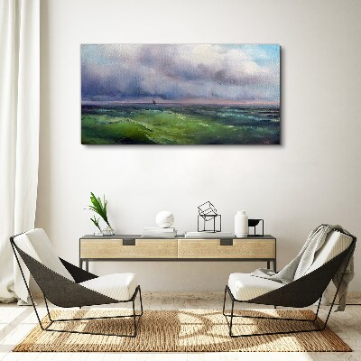 Obraz Canvas Fale pod burzowym niebem