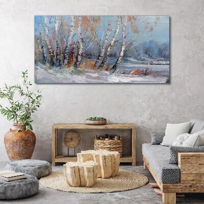 Obraz na Płótnie malarstwo las drzewa zima