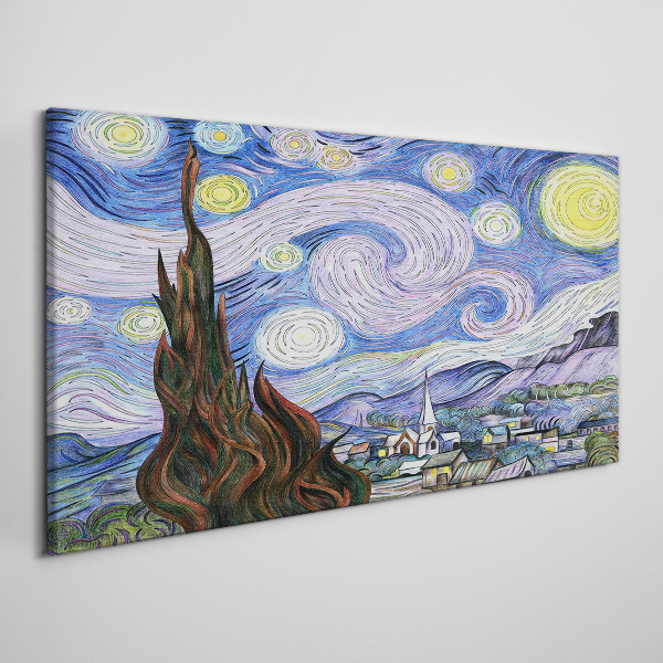 Obraz Canvas Gwiezdna noc nad miasteczkiem