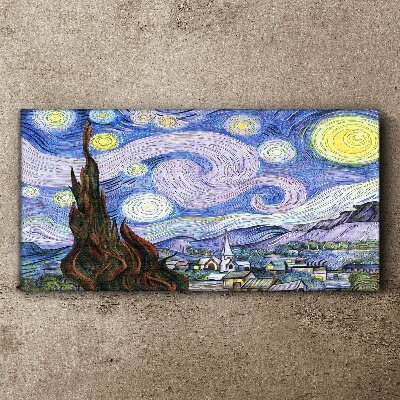 Obraz Canvas Gwiezdna noc nad miasteczkiem