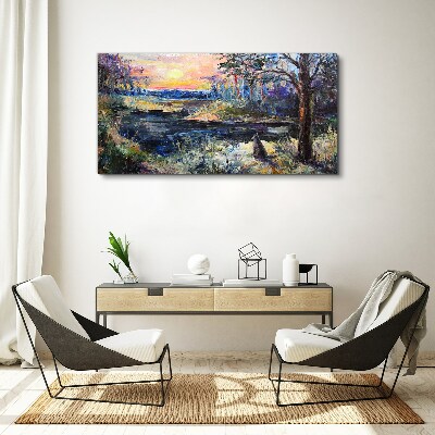 Obraz Canvas Zachód słońca nad jeziorem