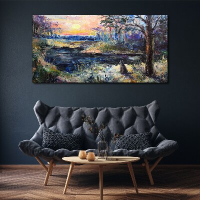 Obraz Canvas Zachód słońca nad jeziorem