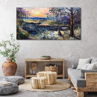 Obraz Canvas Zachód słońca nad jeziorem