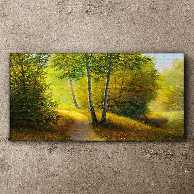 Obraz na Płótnie Malarstwo las drzewa ścieżka