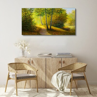 Obraz na Płótnie Malarstwo las drzewa ścieżka